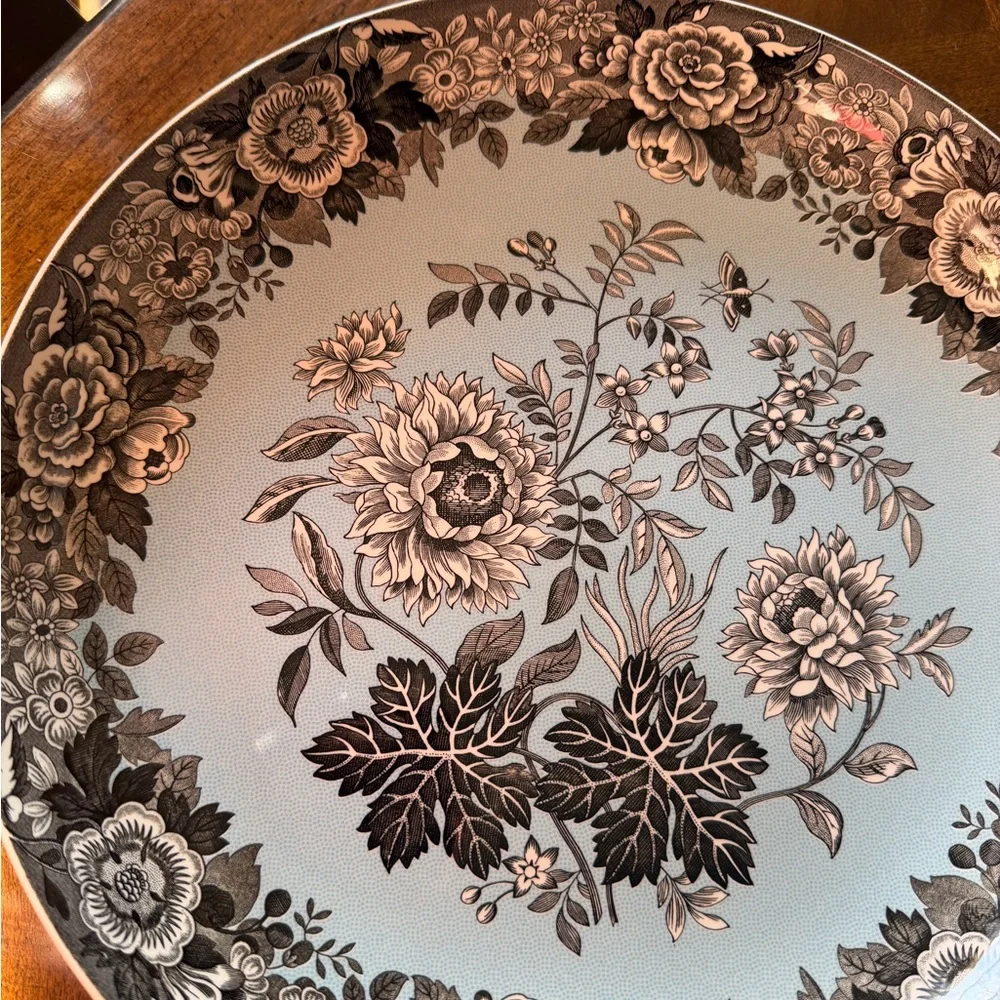 Spode Archive Collection Jasmine Floral Bowl Blue/Black Rare Large 12 “
